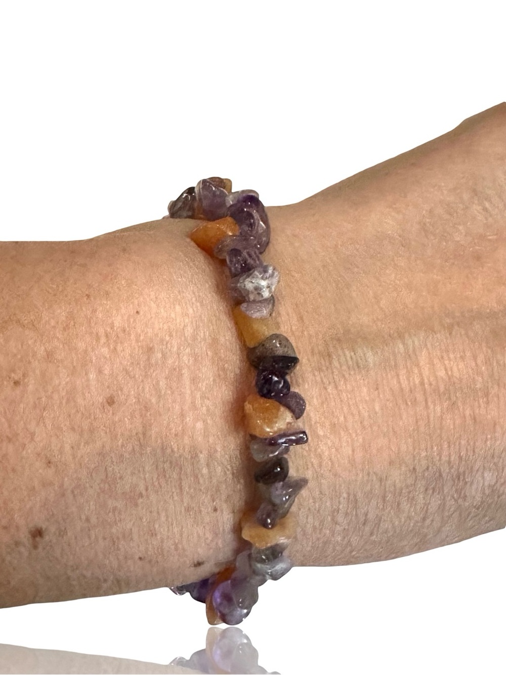 Amethyst and Carnelian Chip Bracelet - Stretch Beaded Bracelet